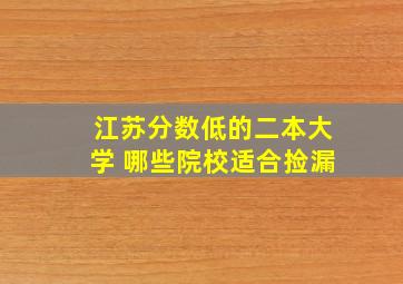 江苏分数低的二本大学 哪些院校适合捡漏